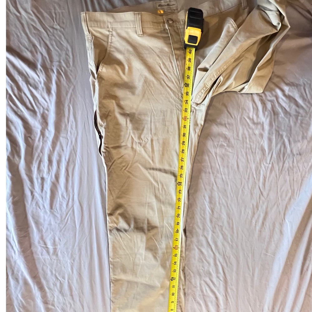 Eddie Bauer Travex Mens 38x34 Khaki Outdoor Travel Pants Zip Pocket - Picture 8 of 13